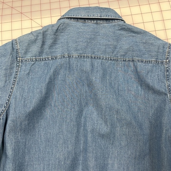 PAIGE Mila Cap SLV Drawstring Waist Cotton Denim Chambray Mini Shirtdress SZ M - Picture 10 of 16